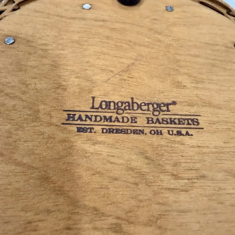 Longaberger 2004 Round Small Basket 6” With Inserts But NO LID Red Liner